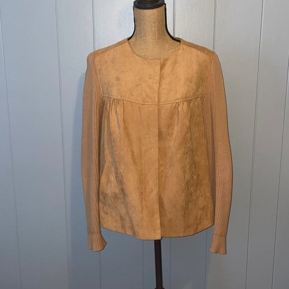 Studio Works Tan Faux Suede Jacket Size 16W - Picture 1 of 10
